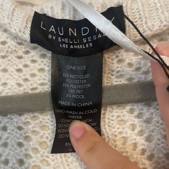 NWOT Laundry by Shelli Segal open cable knit cardigan poncho style one size wool - Picture 3 of 7